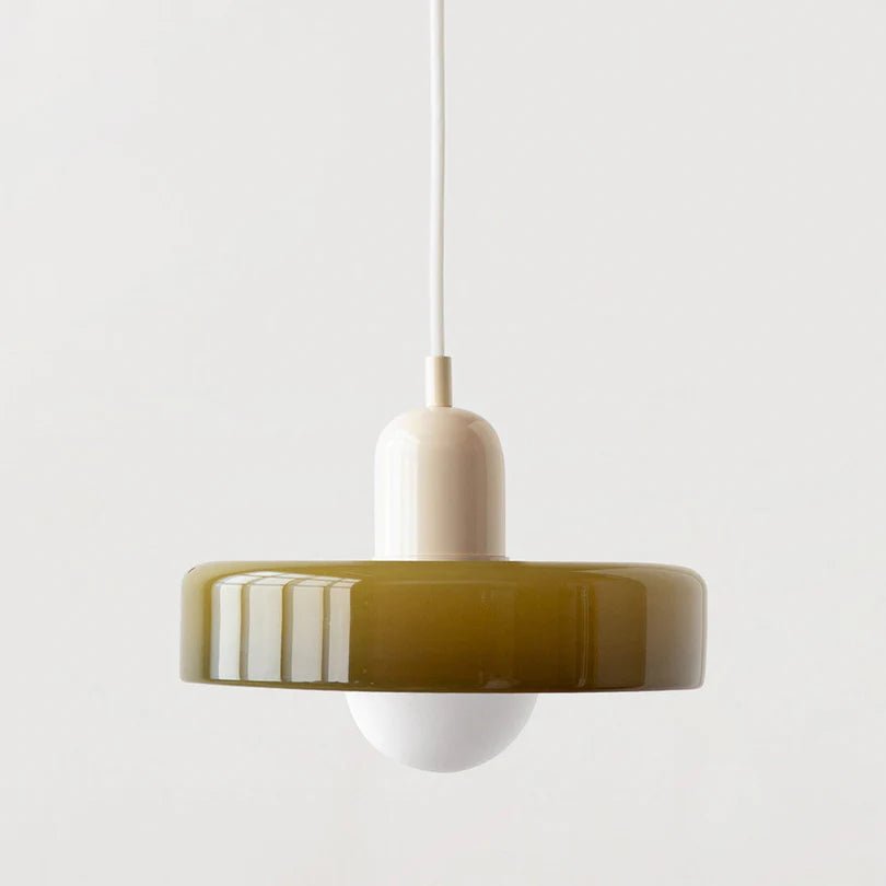 Lampa Wisząca ze Szkła i Metalu - Zielony wojskowy