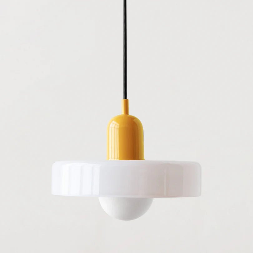 Lampa Wisząca ze Szkła i Metalu - Bialy