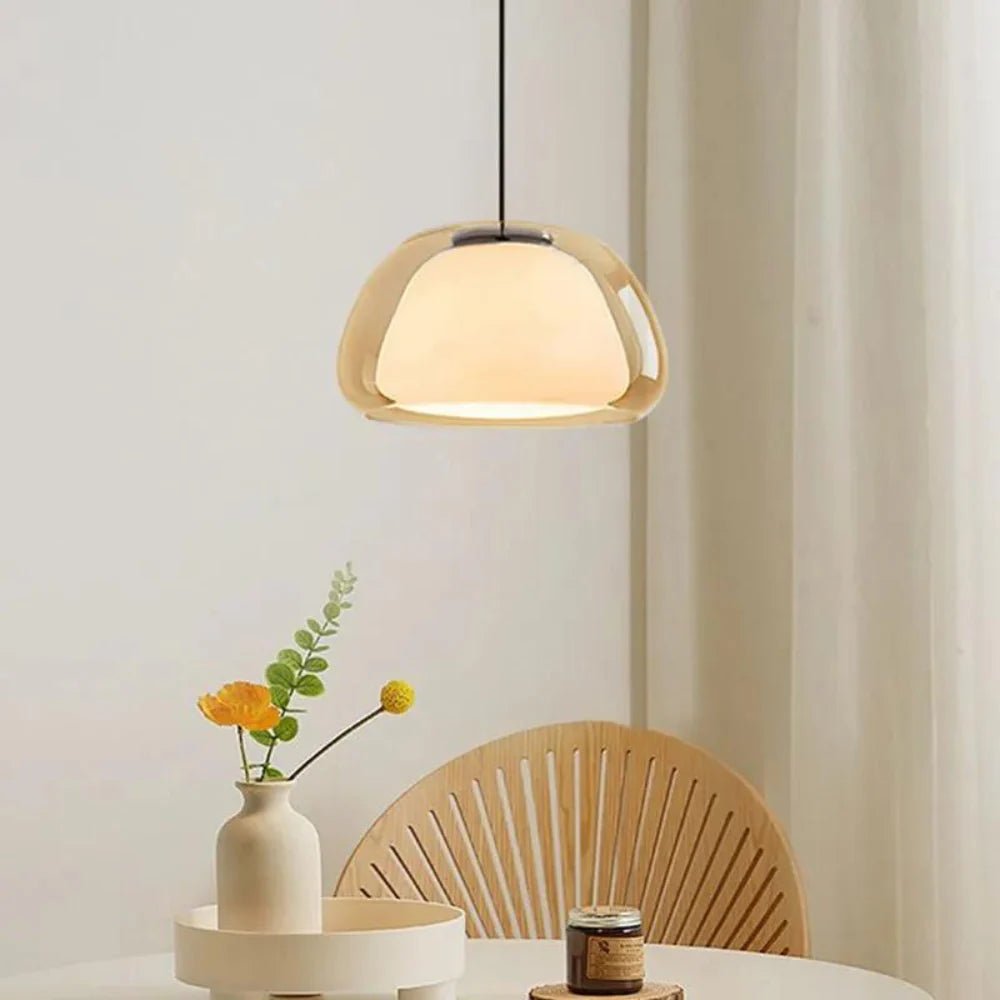 Lampa wisząca ze szkła i żelaza - Bursztynowy