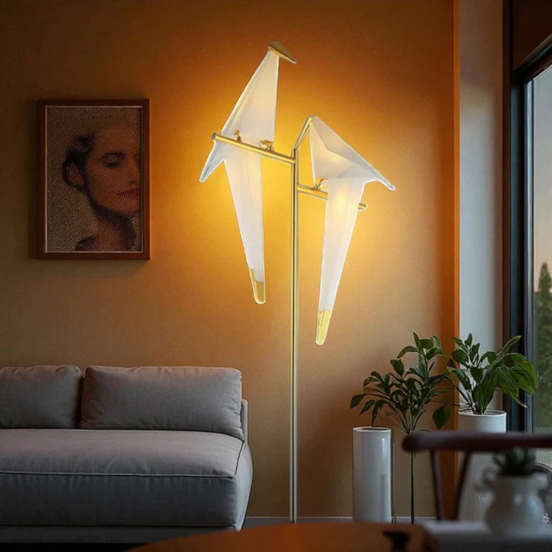 Magnetyczna lampa dekoracyjna w kształcie ptaka z geometryczną konstrukcją - Podwójna lampa