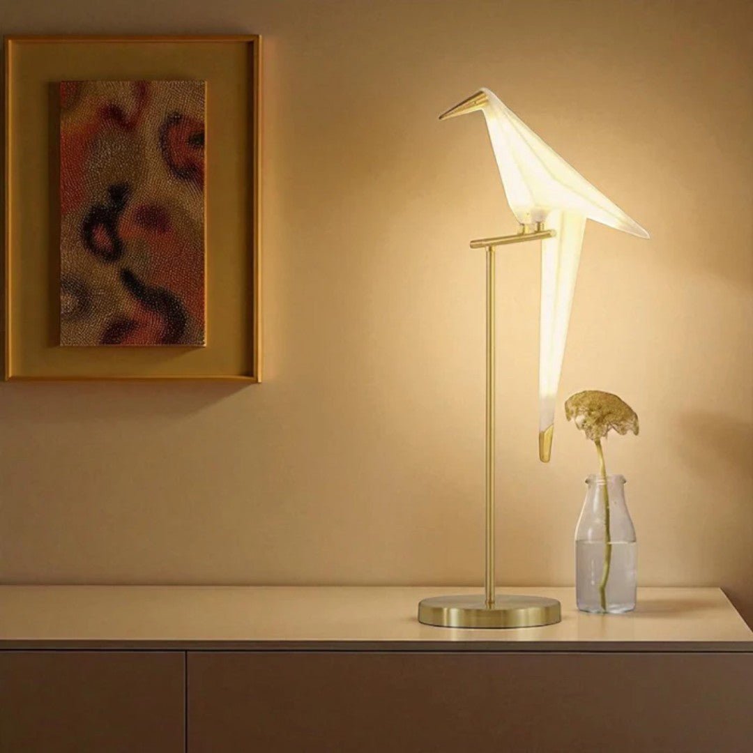 Magnetyczna lampa dekoracyjna w kształcie ptaka z geometryczną konstrukcją - Lampa stołowa