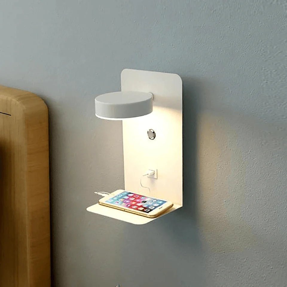 Obrotowa Lampa Ścienna z Gniazdem USB do Ładowania - Biały