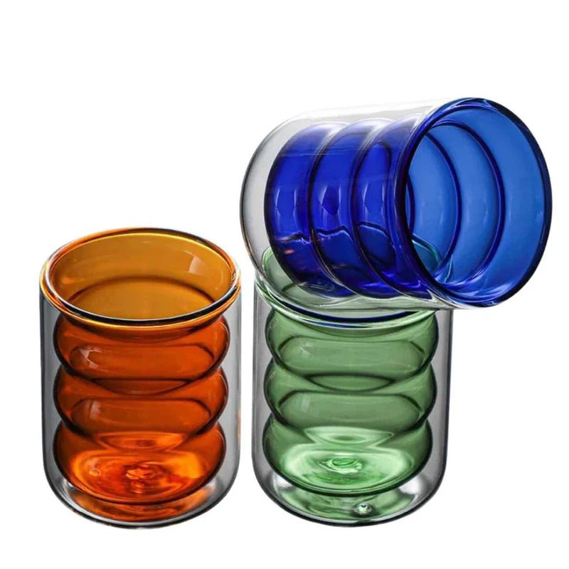 odwójna szklanka o falistym kształcie - Błękitny