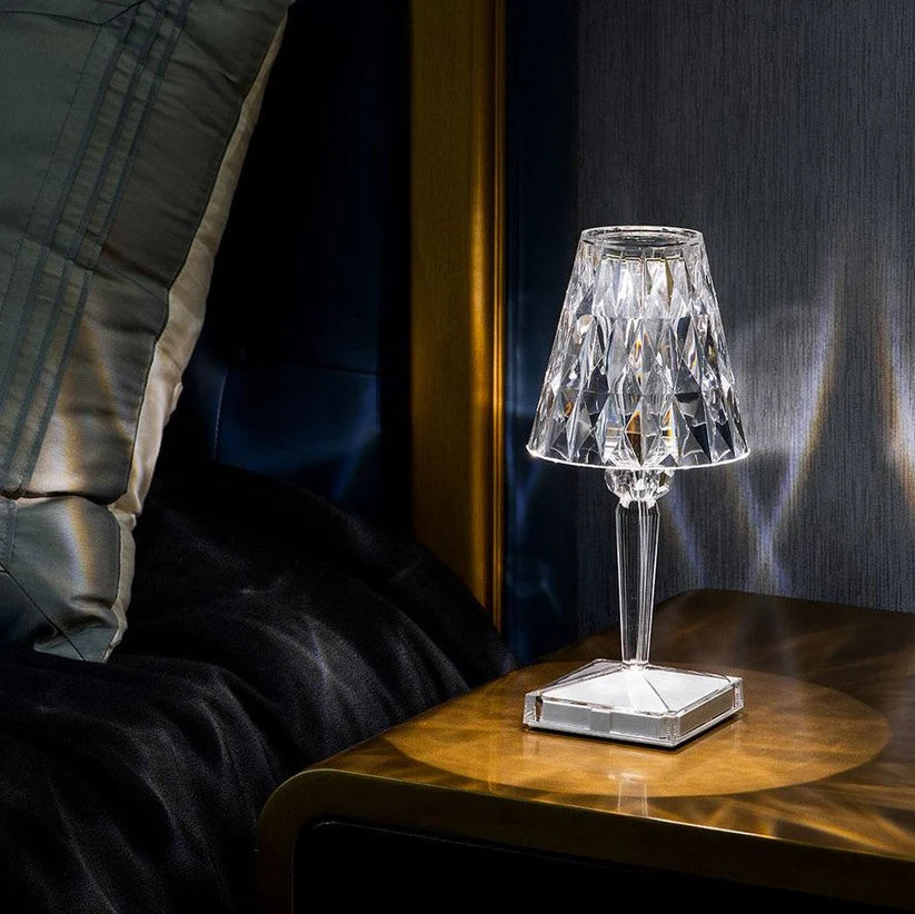 Lampa stołowa z kryształową strukturą i ładowaniem USB-C