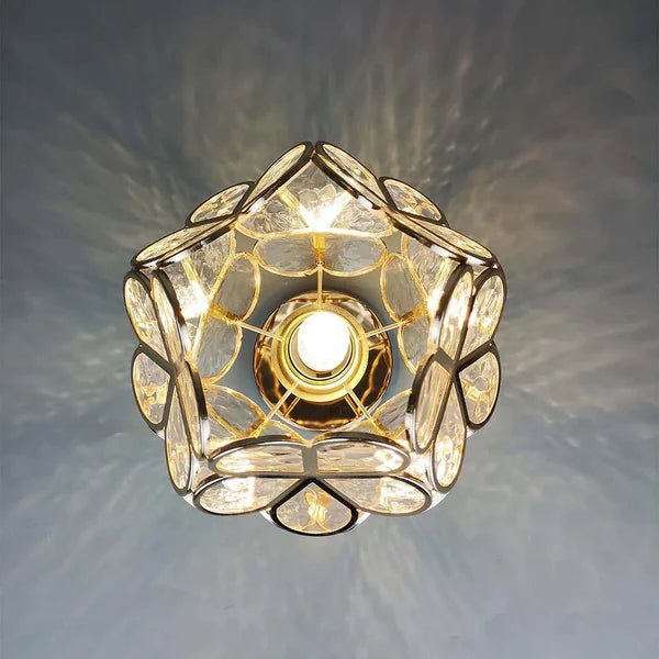 Szklana Lampa Sufitowa w Stylu Kwiatowym - Brąz