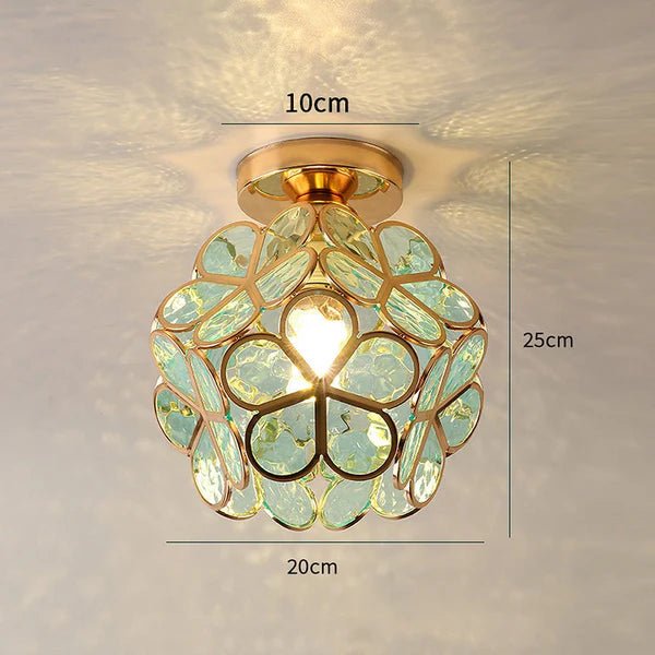 Szklana Lampa Sufitowa w Stylu Kwiatowym - Zielony