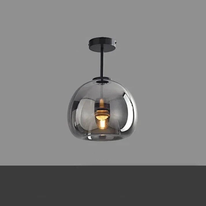 Szklana lampa sufitowa z miedzianymi akcentami - Czarny A