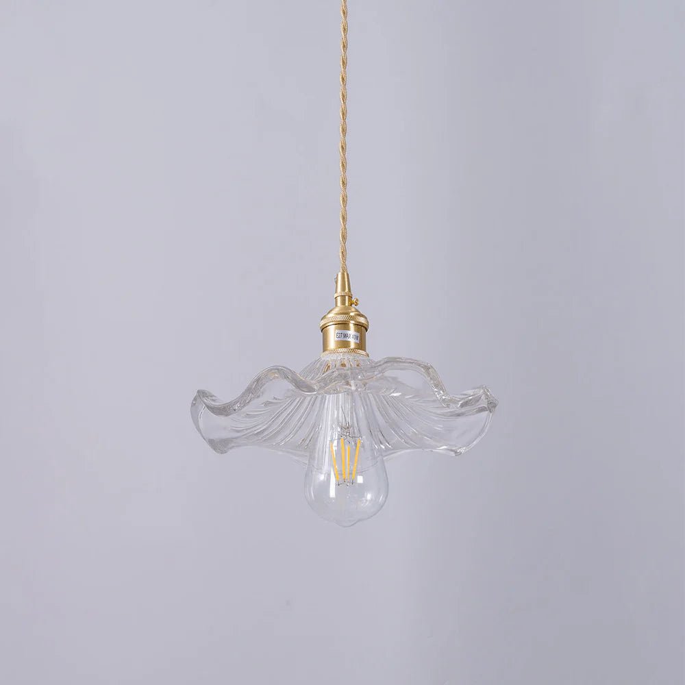 Szklana Lampa Wisząca z Kloszem w Kształcie Kwiatu - 