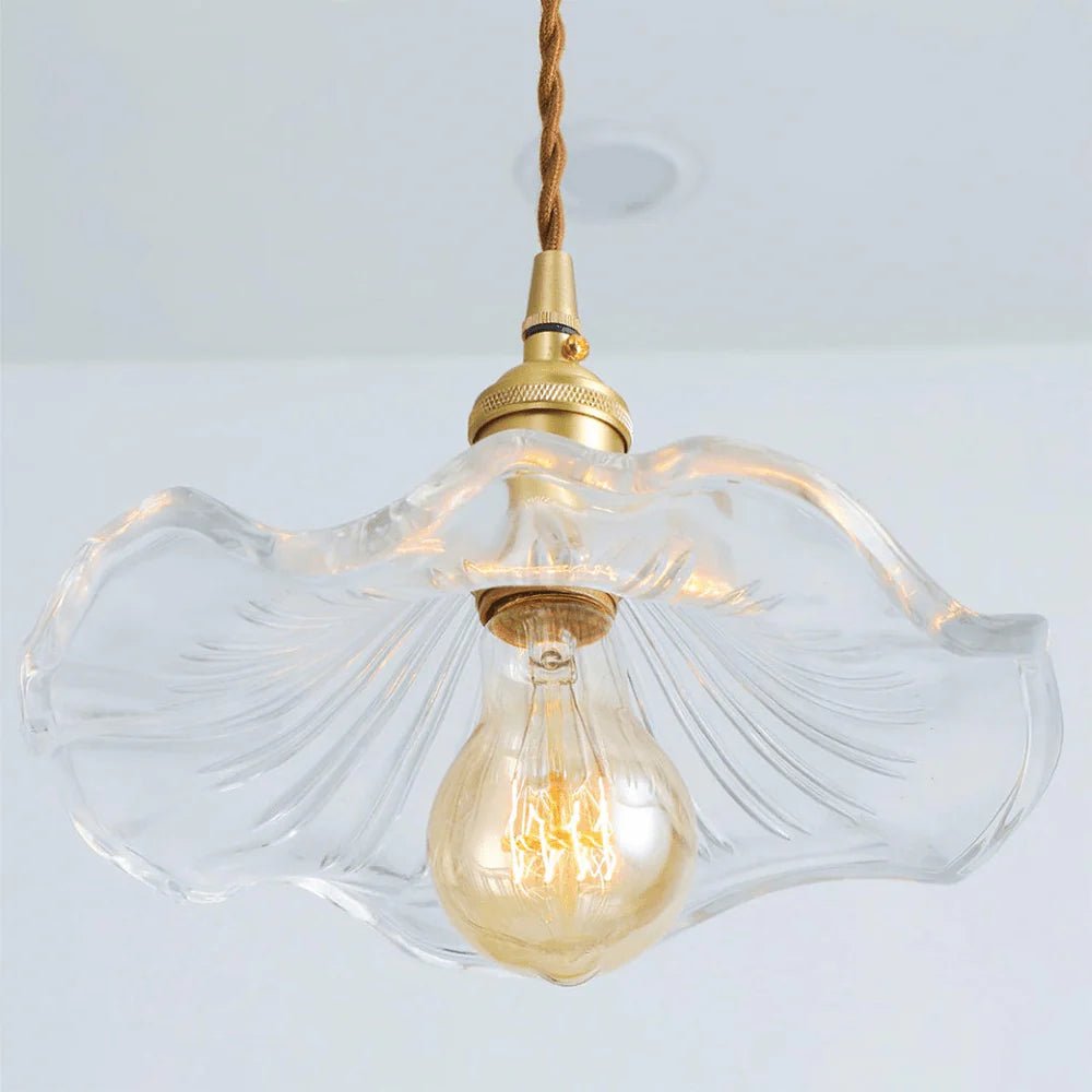 Szklana Lampa Wisząca z Kloszem w Kształcie Kwiatu - 