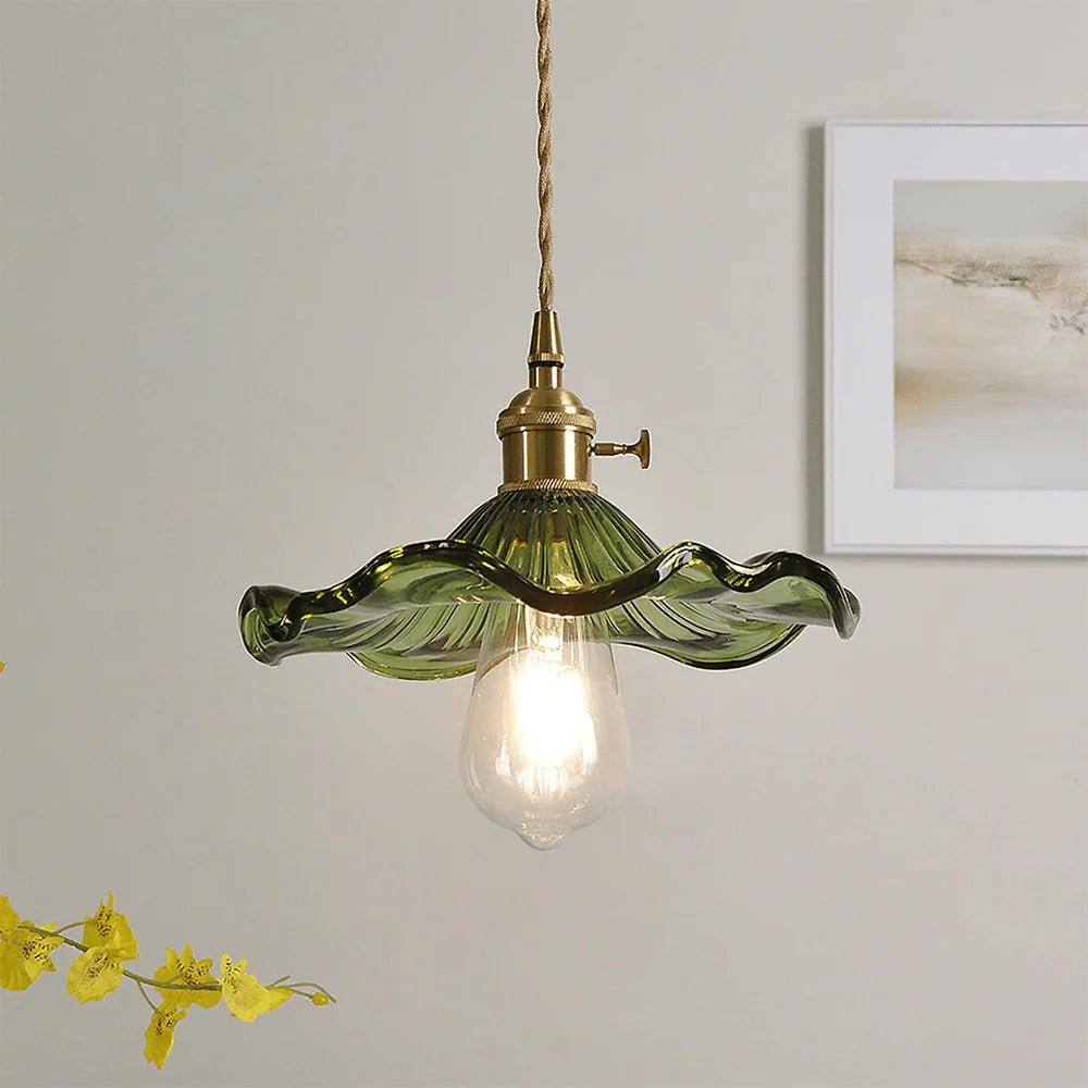 Szklana Lampa Wisząca z Kloszem w Kształcie Kwiatu - 