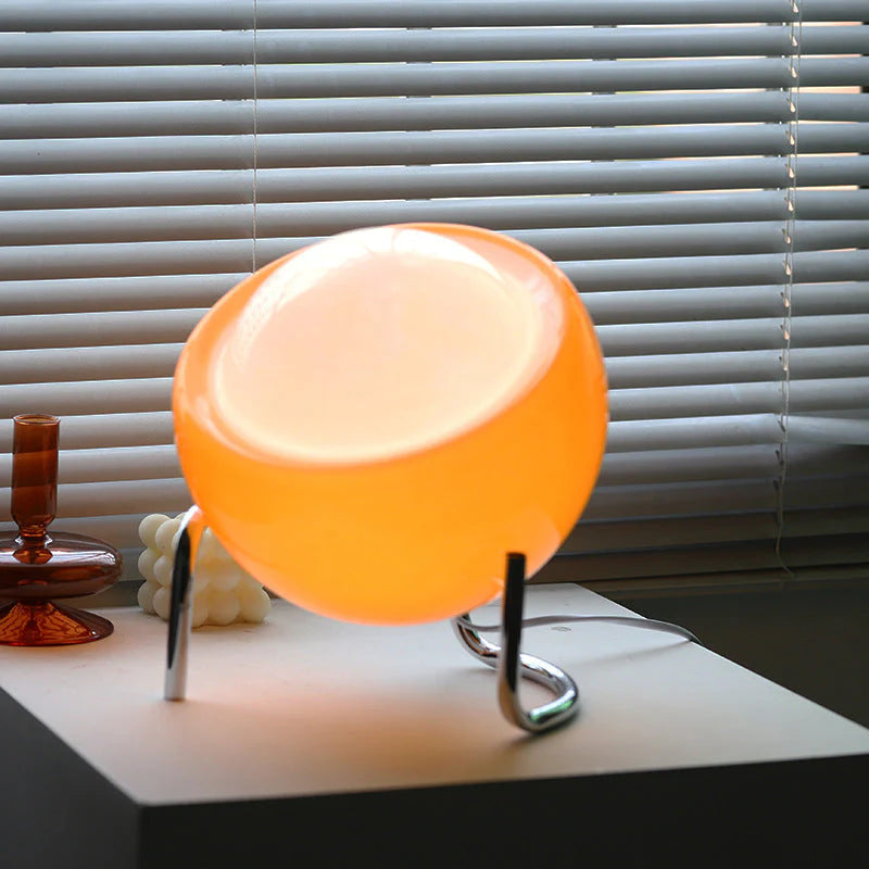 Designerska lampa stołowa z kamieniem szklanym