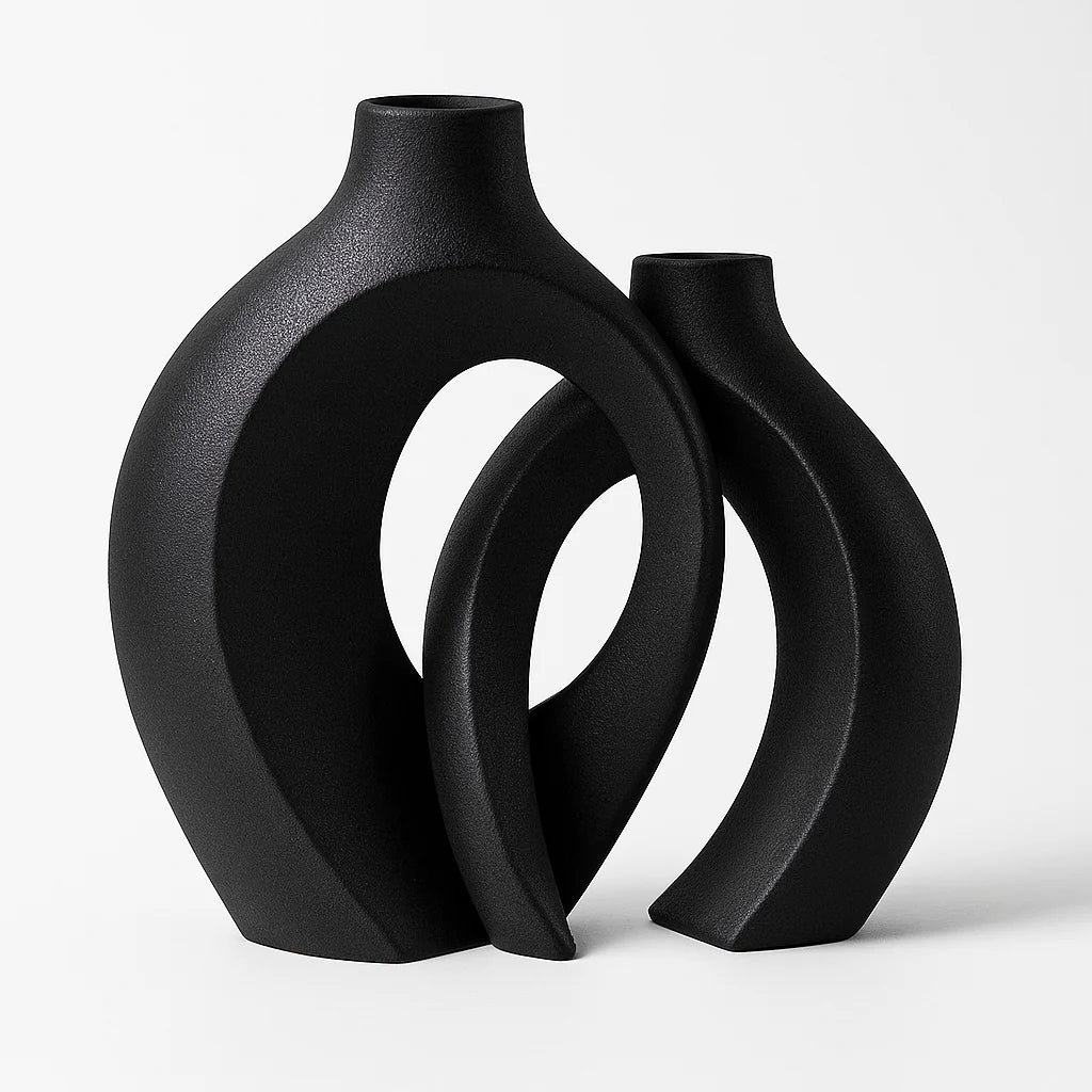 Wazony ceramiczne – zestaw 2 sztuki - Czarny
