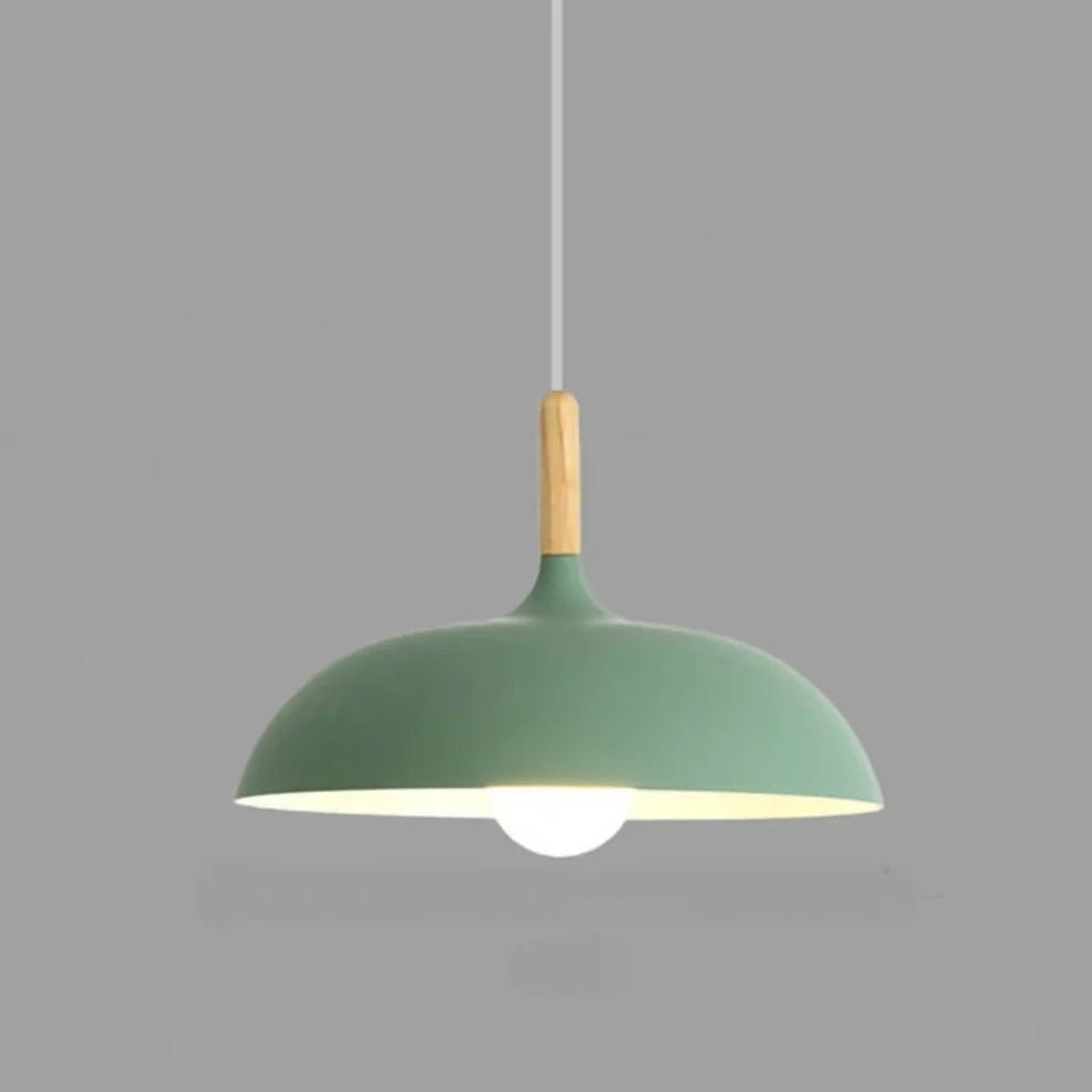 Wisząca lampa z drewna i aluminium - Zielony