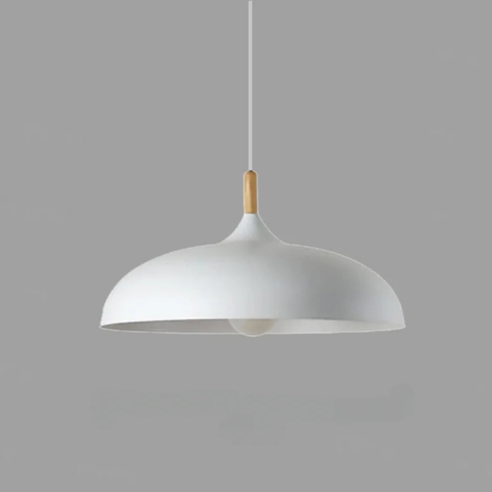 Wisząca lampa z drewna i aluminium - Biały