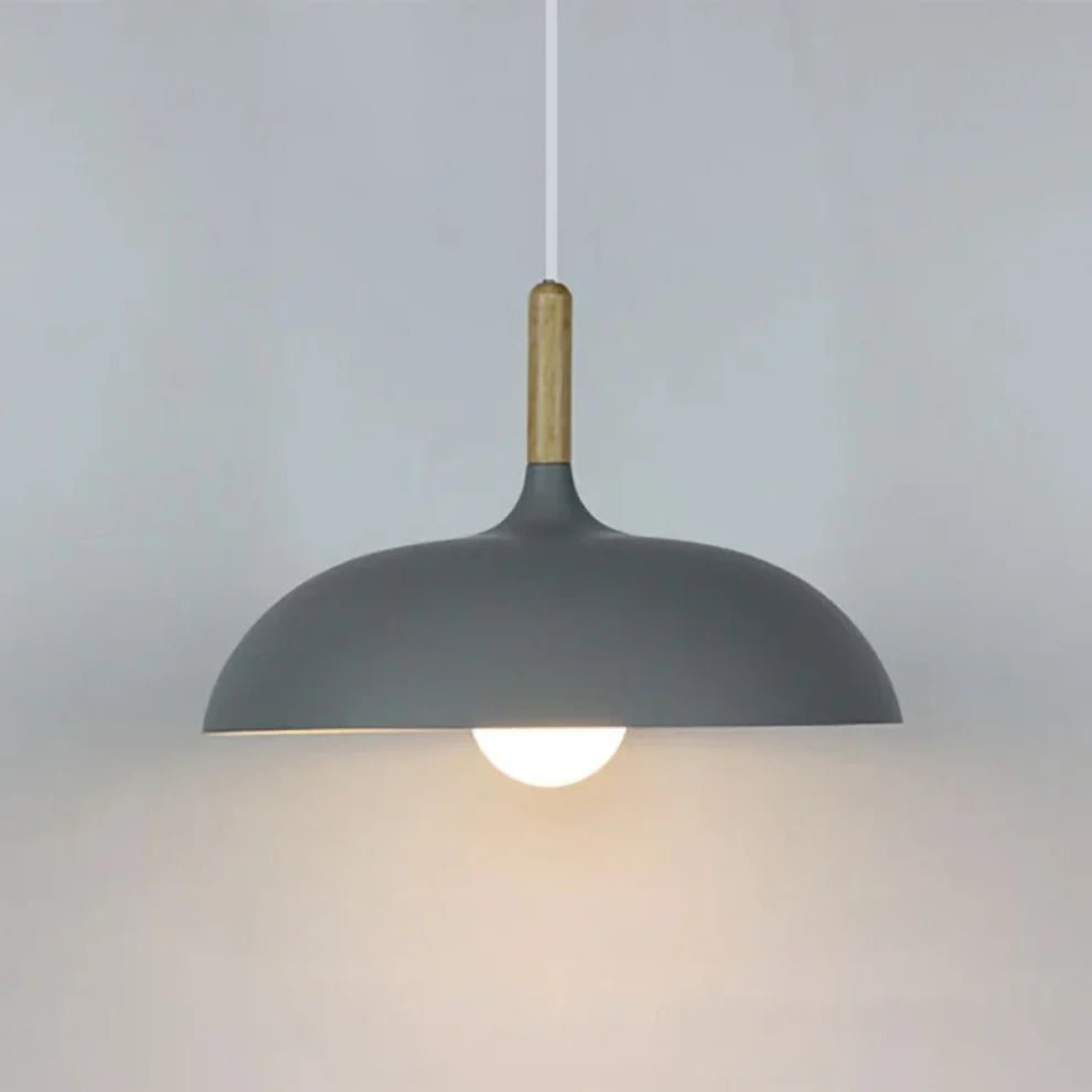 Wisząca lampa z drewna i aluminium - Szary