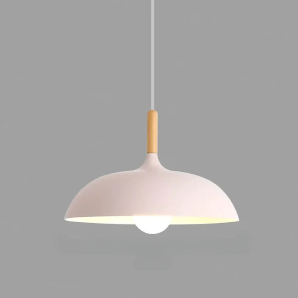 Wisząca lampa z drewna i aluminium - Różowy