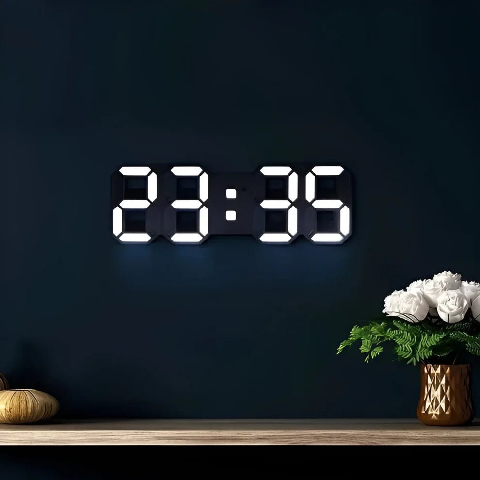 Zegar ścienny LED z tworzywa sztucznego - Czarny